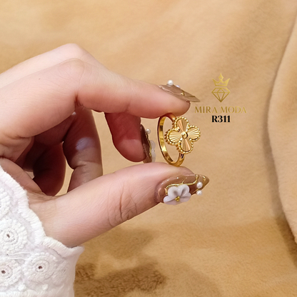 R311 Lucky Clover Ring 14mm| MIRA MODA