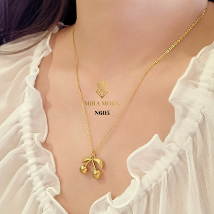 N605G-Lucky Cherry Necklace | MIRA MODA