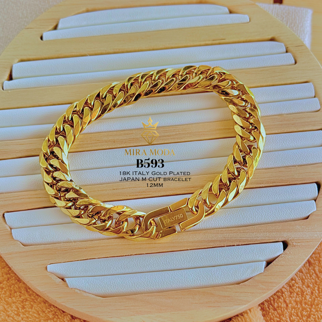 B593-Japan M Cut Clip Lock Necklace 12mm | MIRA MODA