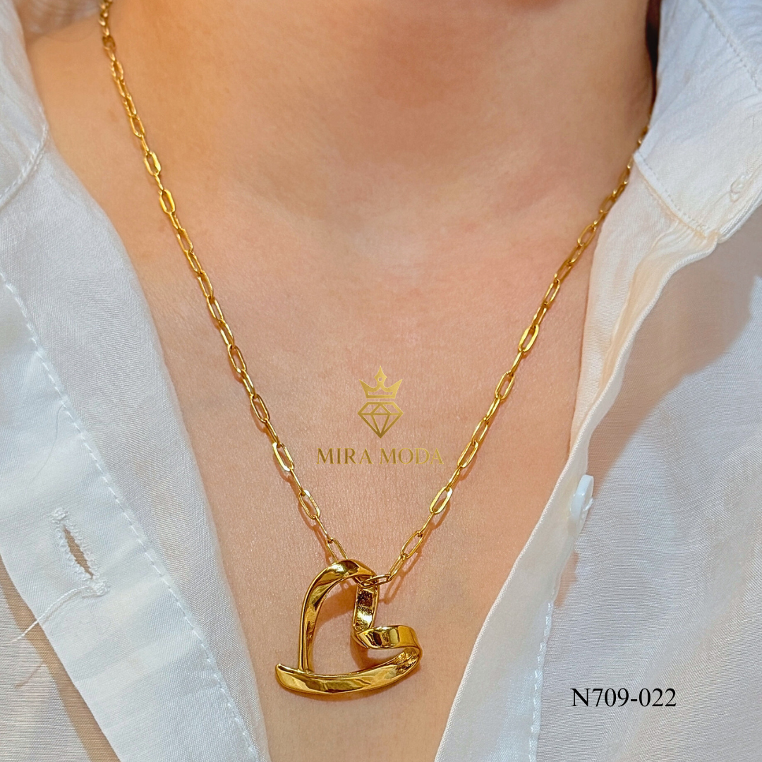 N709 -Trendy Electroform Open Heart Necklace Daily Wear | MIRA MODA