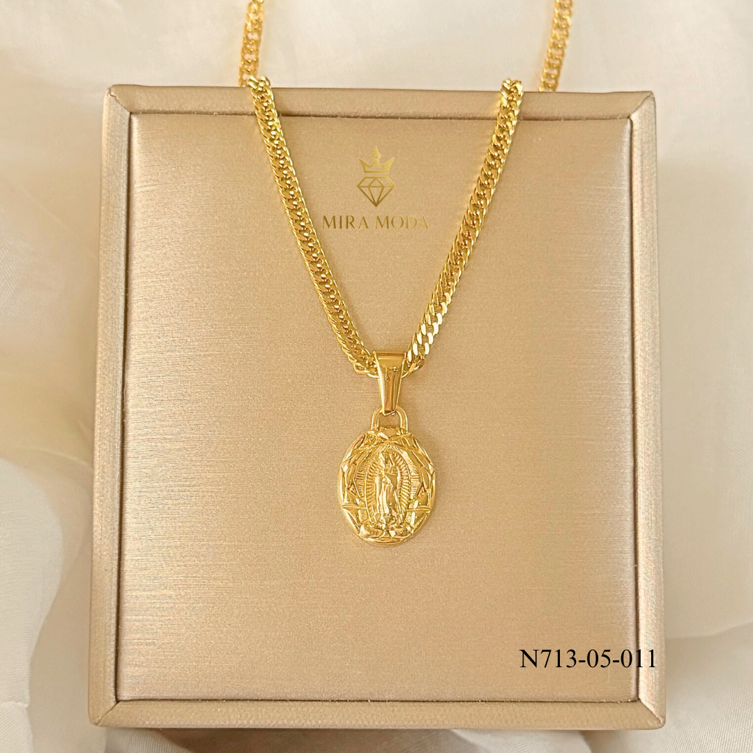 N713 -Miraculous Medal Necklace Mama Mary Religious Pendant Tarnish Resistant Hypoallergenic n215 | MIRA MODA