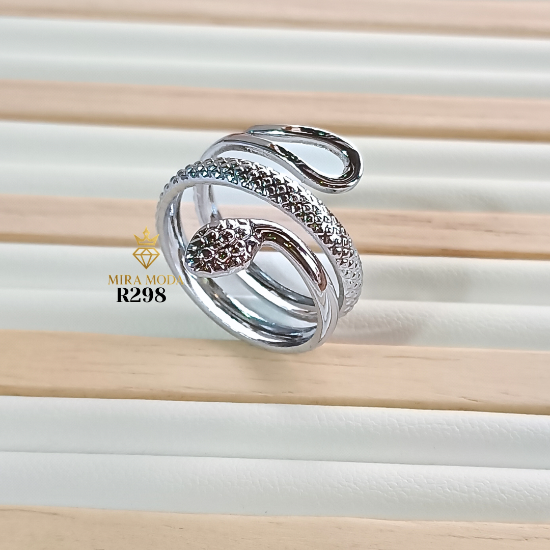 R298-Gold Plated Adjustable Snake Ring for Men Women Tarnish Resistant Water Safe Hypoallergenic | MIRA MODA