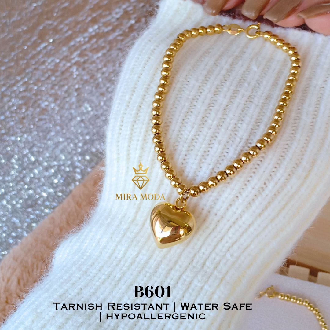 B601 Vintage Heart  Bubble Bracelet Hypoallergenic Tarnish-Resistant Water-Safe Jewelry for Men & Women | MIRA MODA