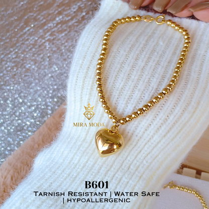 B601 Vintage Heart  Bubble Bracelet Hypoallergenic Tarnish-Resistant Water-Safe Jewelry for Men & Women | MIRA MODA