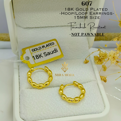 607-Hoop Earrings 15mm Size Not Pawnable | MIRA MODA
