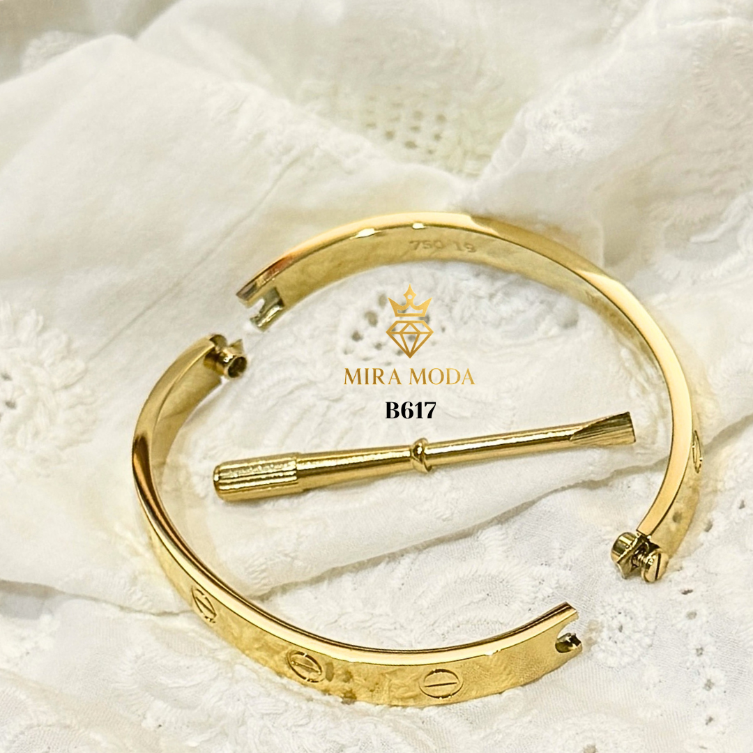 B617 Trendy  Screw Love Bangle 7mm | MIRA MODA