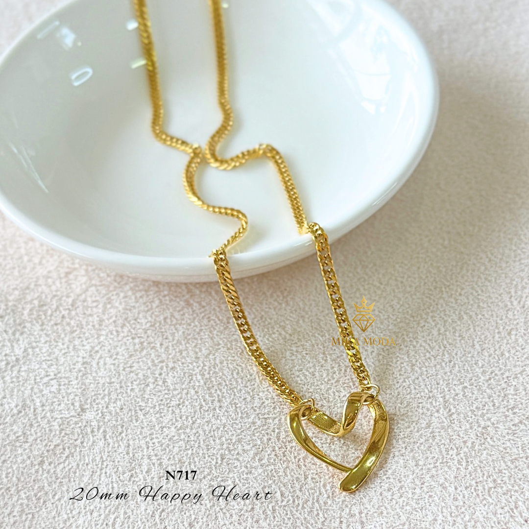 N717 Happy Heart Necklace 20mm for men & Women  Japan Cut Tarnish Resistant | MIRA MODA