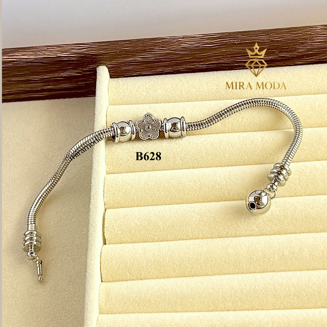 B628 Eternal Bloom Flower Charm Bracelet Snake Chain Trendy Aesthetic Tarnish Resistant | MIRA MODA