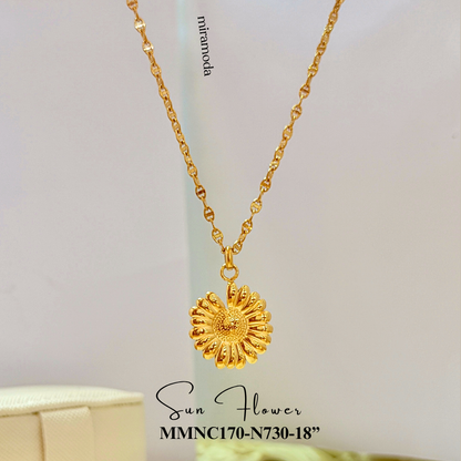 N730 Sunflower Pendant Necklace