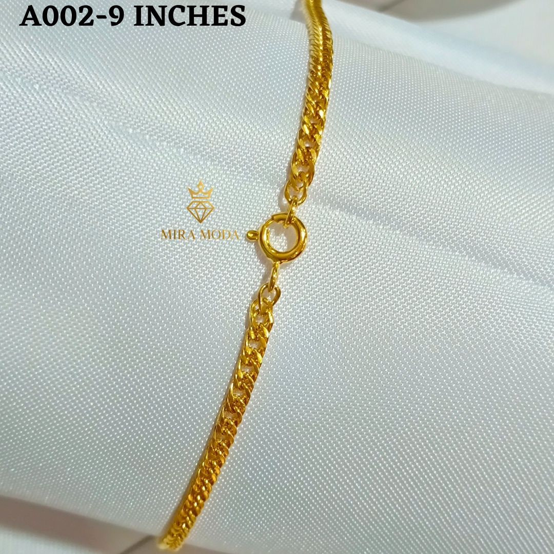 A002 Japan Style Anklet-Bracelet Italy Gold Plated for Women Men Tarnish Resistant Hypoallergenic Water Safe | MIRA MODA