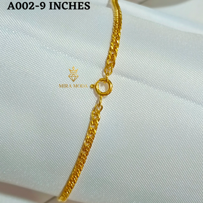 A002 Japan Style Anklet-Bracelet Italy Gold Plated for Women Men Tarnish Resistant Hypoallergenic Water Safe | MIRA MODA