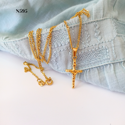 N595-Mini Cuban Cross Necklace| MIRA MODA