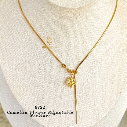 N722 Camellia Flower Adjustable Snake Chain Necklace Minimalist | MIRA MODA
