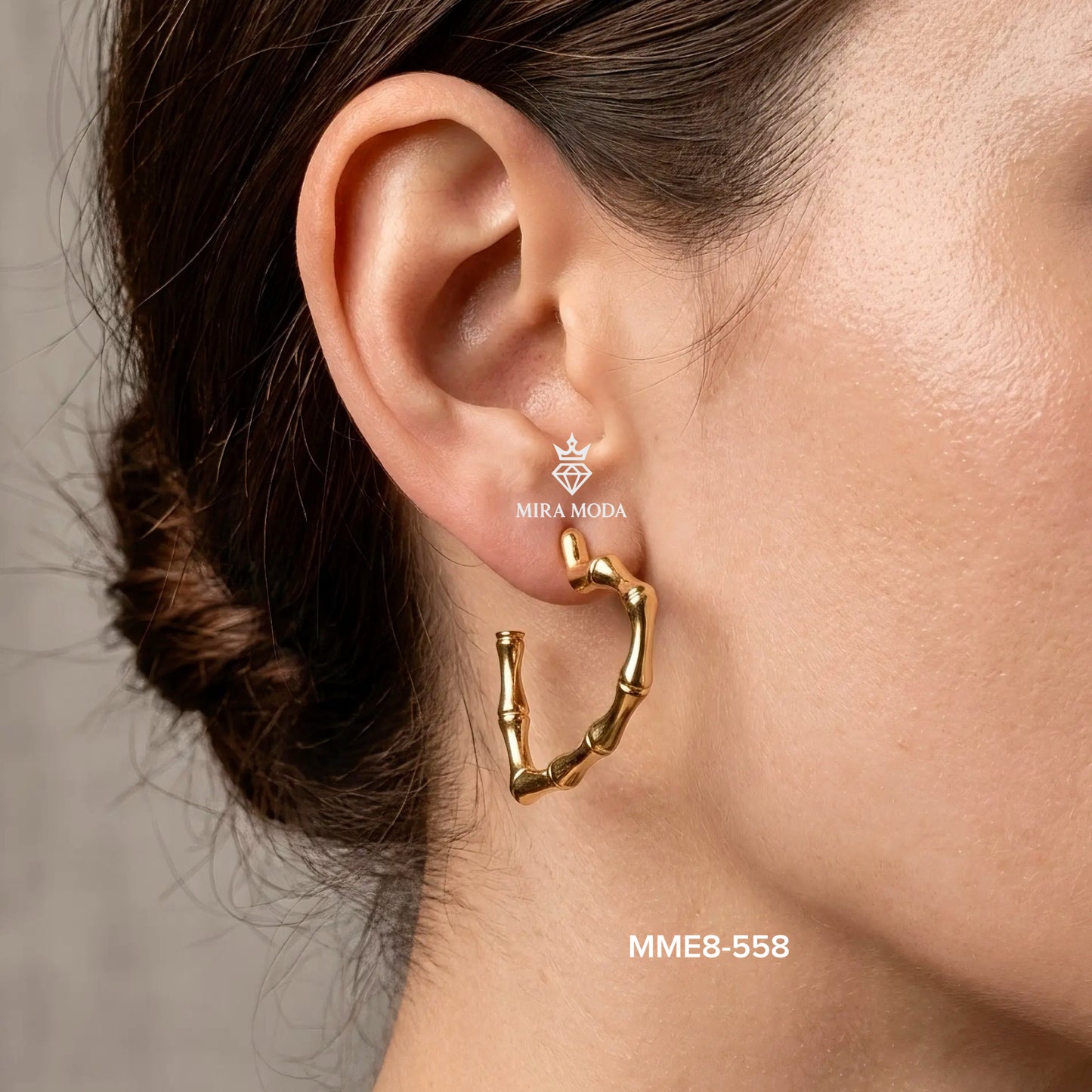 558-Bamboo Heart Stud Earrings