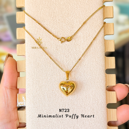 N723-Puffy Heart Necklace Minimalist Dainty Gift for Men & Women| MIRA MODA