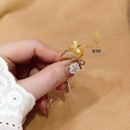 R311 Lucky Clover Ring 14mm| MIRA MODA