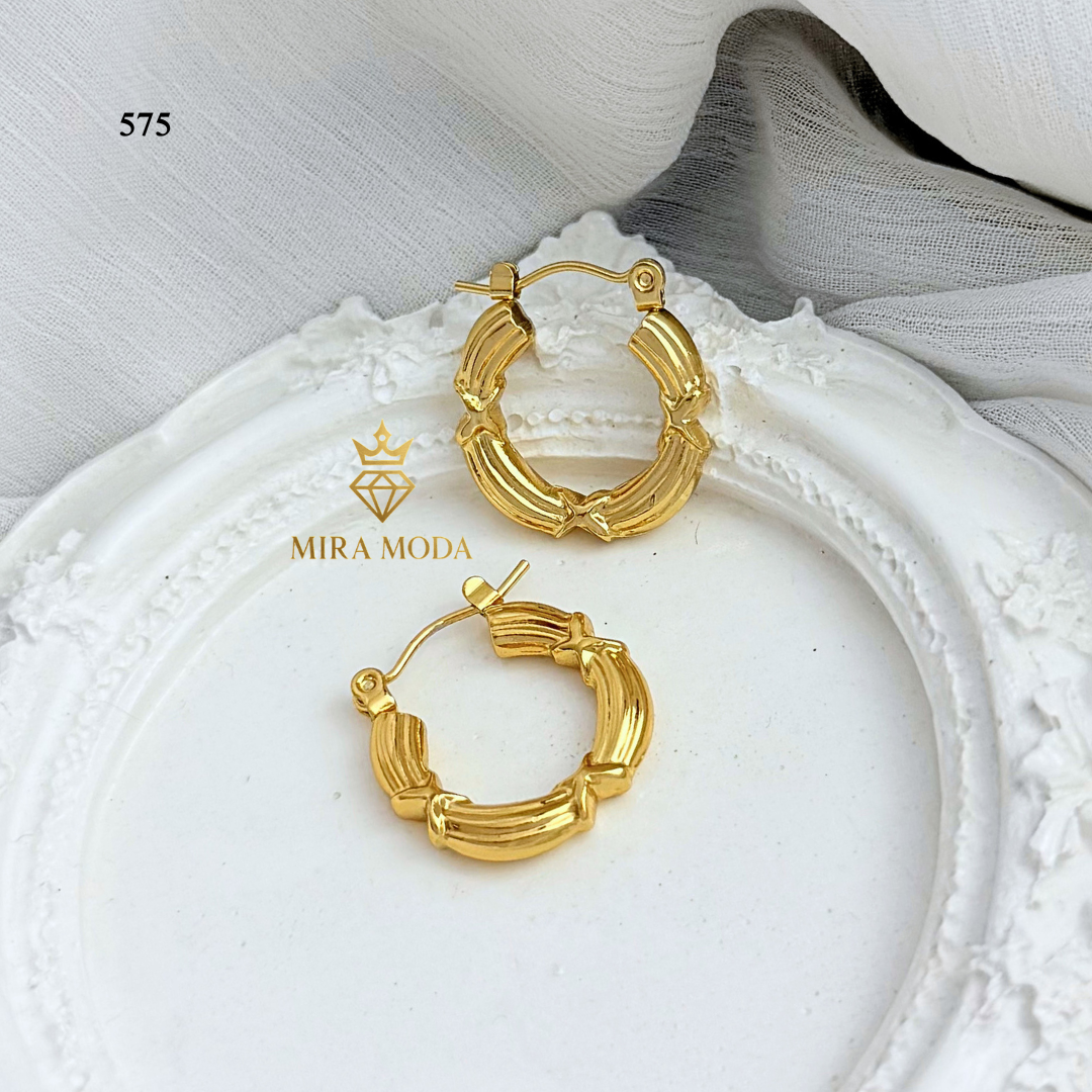 575-Vintage Bamboo Style Chunky Earrings | MIRA MODA