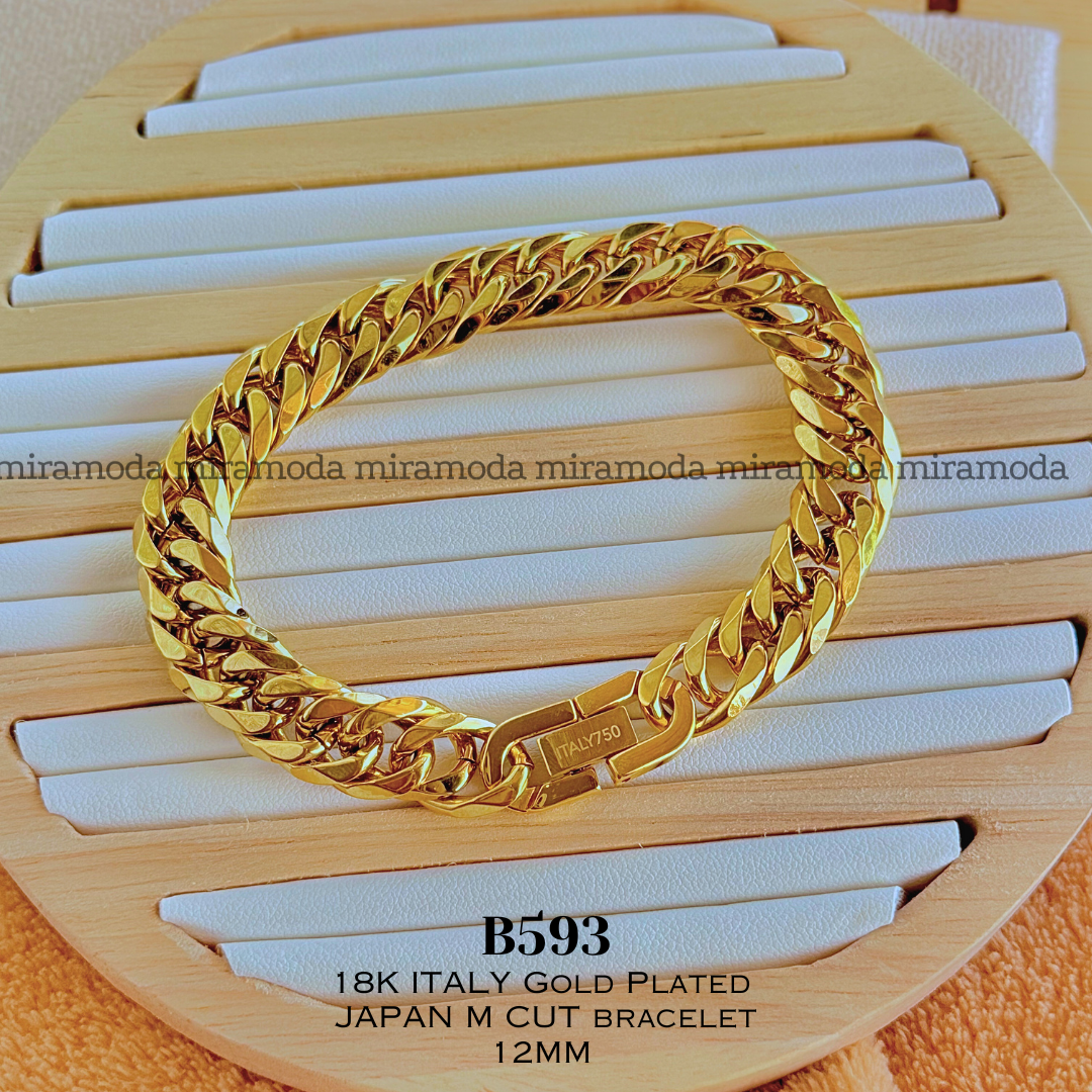 B593-Japan M Cut Clip Lock Necklace 12mm | MIRA MODA