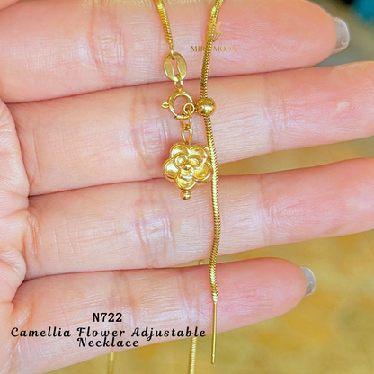 N722 Camellia Flower Adjustable Snake Chain Necklace Minimalist | MIRA MODA