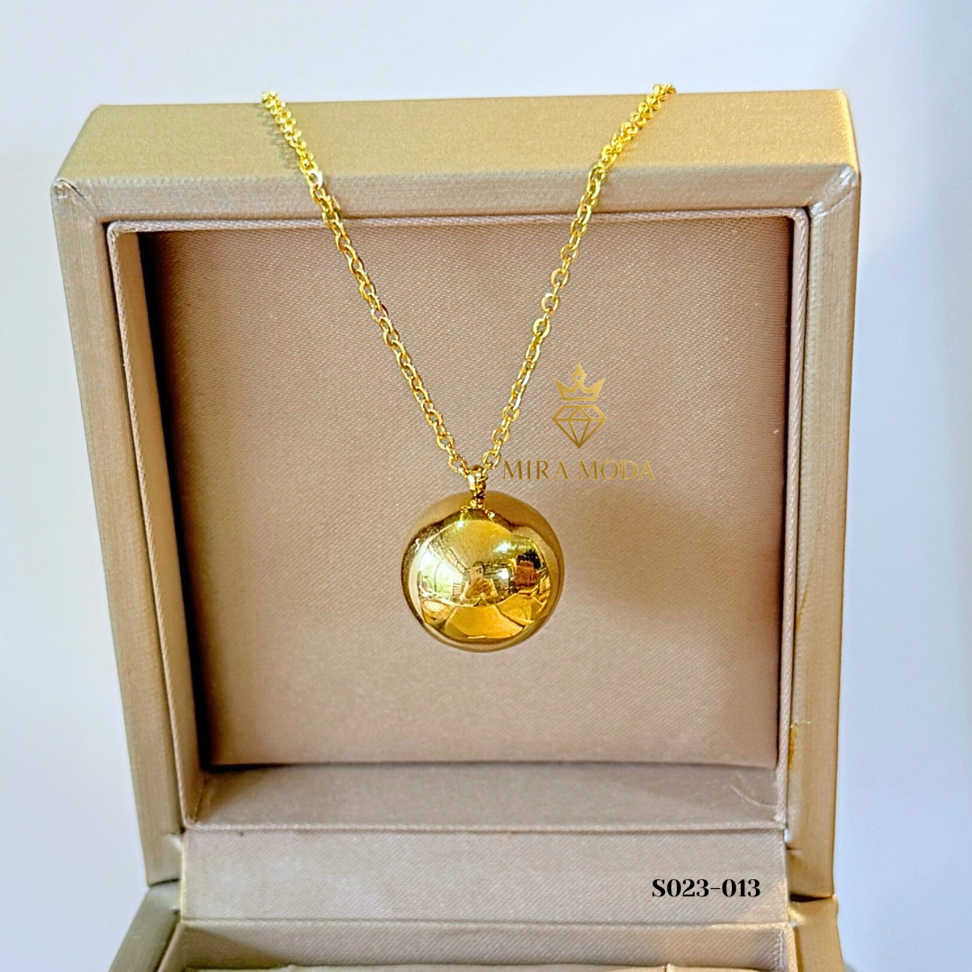 S023-Gold Plated Trendy Bubble Necklace 15mm for Men & Women Everyday Wear | MIRA MODA