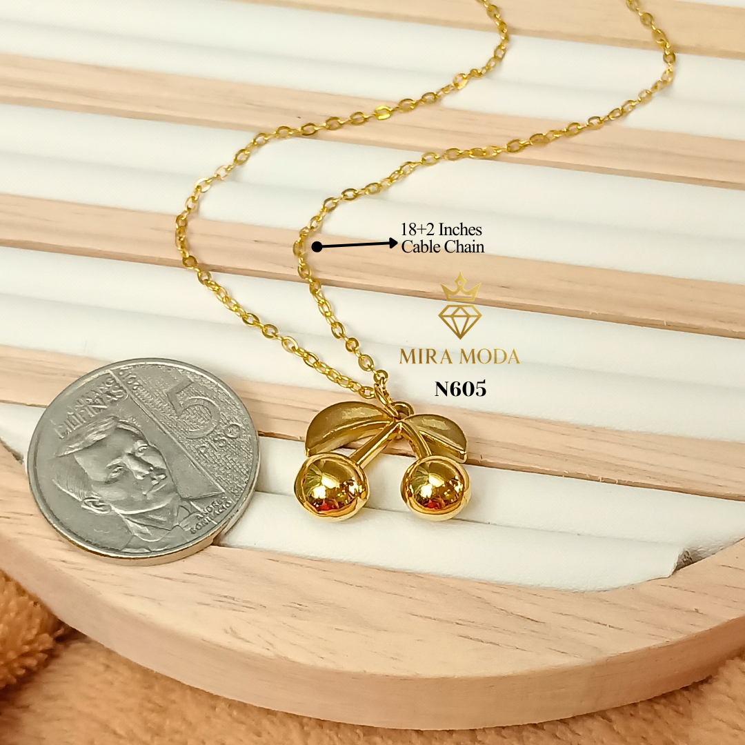 N605G-Lucky Cherry Necklace | MIRA MODA