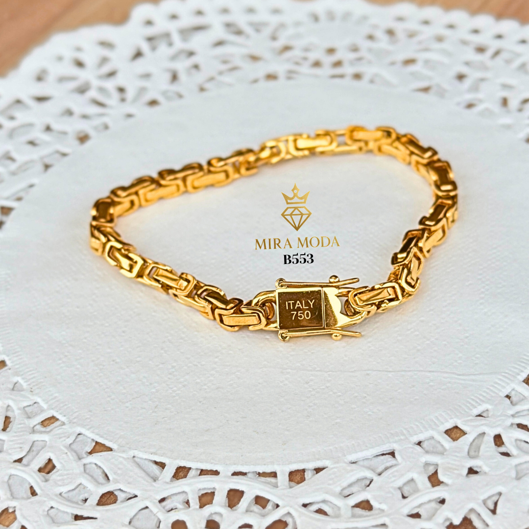 B553 Byzantine Tripple Lock Gold Plated Bracelet for Men Women Tarnish Resistant Hypoallergenic Water Safe | MIRA MODA