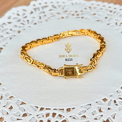 B553 Byzantine Tripple Lock Gold Plated Bracelet for Men Women Tarnish Resistant Hypoallergenic Water Safe | MIRA MODA