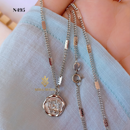 N495 Rose Pendant Necklace Hypoallergenic Tarnish Resistant Water Safe | MIRA MODA