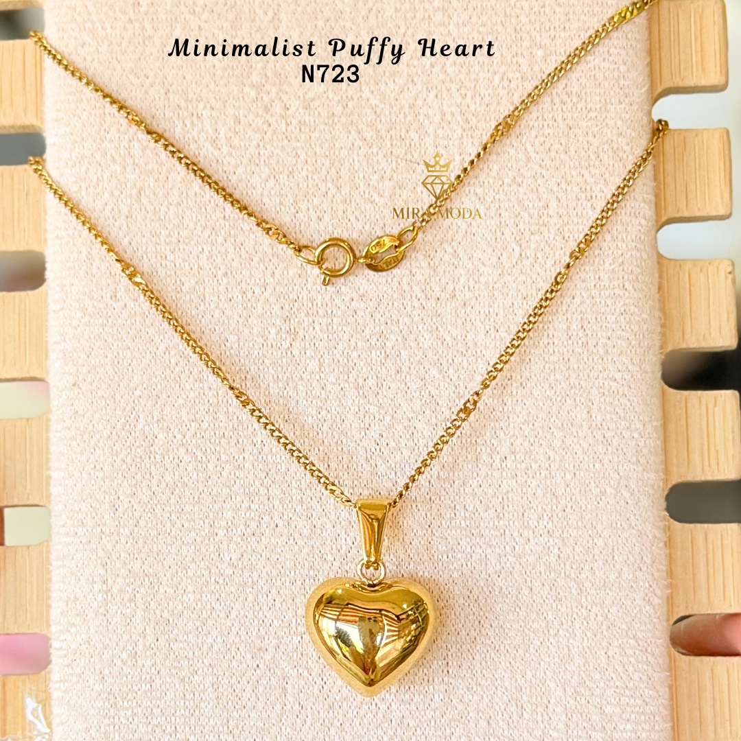 N723-Puffy Heart Necklace Minimalist Dainty Gift for Men & Women| MIRA MODA