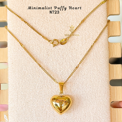 N723-Puffy Heart Necklace Minimalist Dainty Gift for Men & Women| MIRA MODA