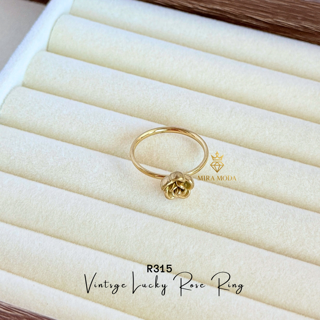 R315 Lucky Rose Ring Minimalist Aesthetic Jewelry  Gold Plated for Daily Wear | Trendy | MIRA MODA