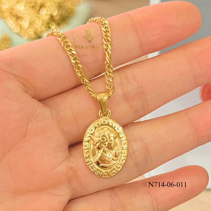 N714 -Queen E Vintage Necklace Vintage Medallion Pendant for men & Women Tarnish Resistant Hypoallergenic | MIRA MODA