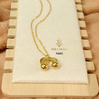N605G-Lucky Cherry Necklace | MIRA MODA