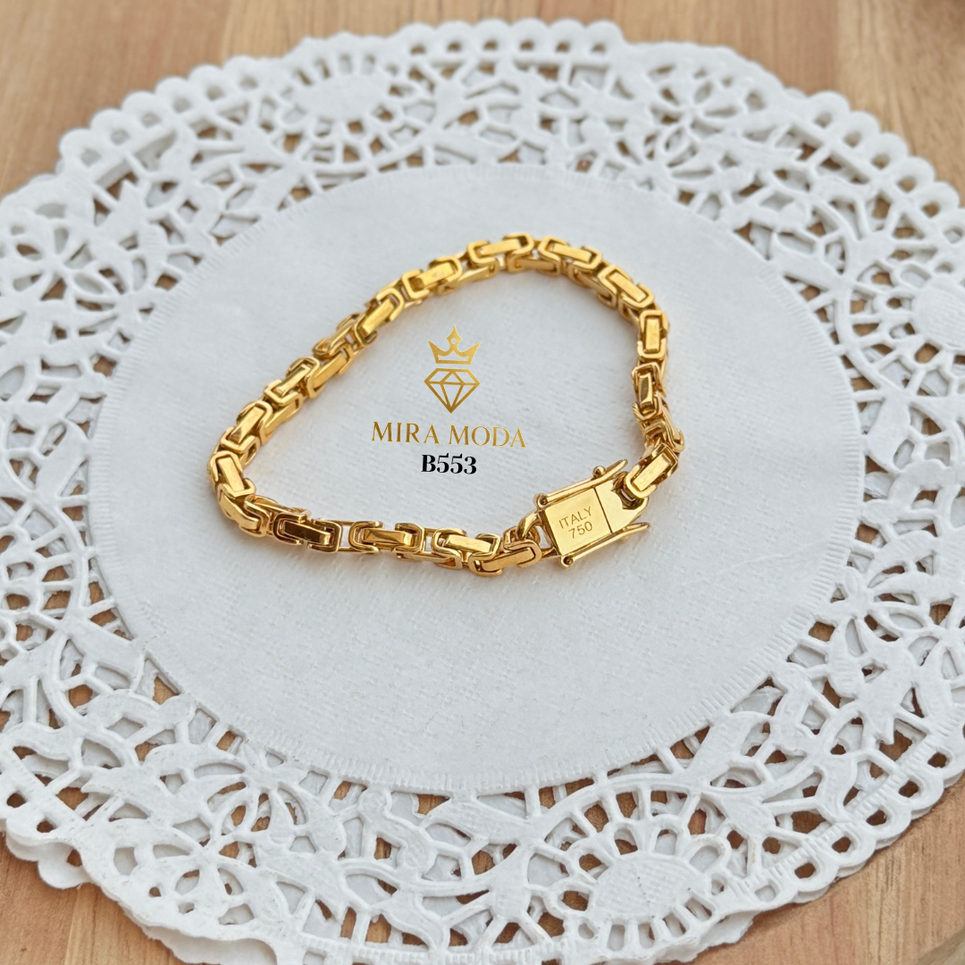 B553 Byzantine Tripple Lock Gold Plated Bracelet for Men Women Tarnish Resistant Hypoallergenic Water Safe | MIRA MODA
