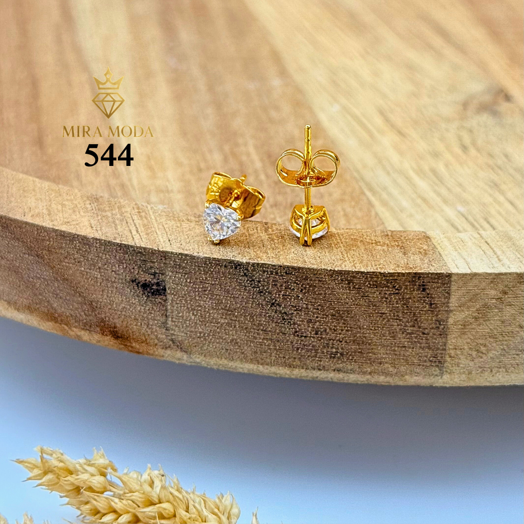 544-Gold Plated Heart Shape 5A Zircon Stud Earrings for Men Women Tarnish Resistant | MIRA MODA