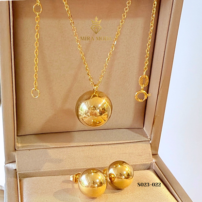 S023-Gold Plated Trendy Bubble Necklace 15mm for Men & Women Everyday Wear | MIRA MODA