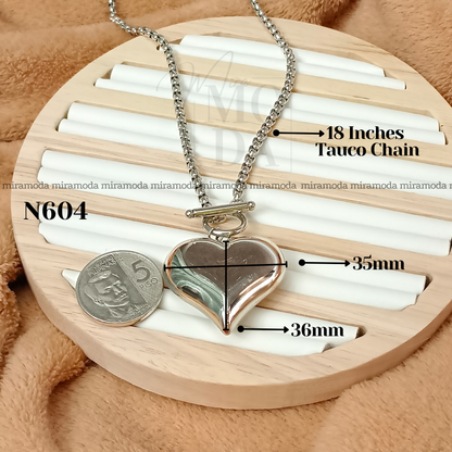 N604-Big Heart Necklace | MIRA MODA