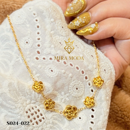 S024 Rose Motif Gold Plated Necklace Tarnish Resistant Water Safe Hypoallergenic for Women | MIRA MODA