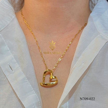 N709 -Trendy Electroform Open Heart Necklace Daily Wear | MIRA MODA