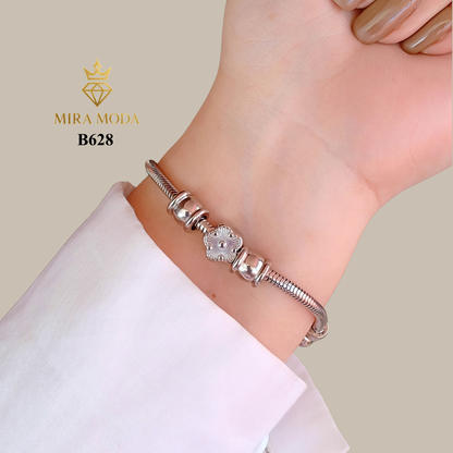 B628 Eternal Bloom Flower Charm Bracelet Snake Chain Trendy Aesthetic Tarnish Resistant | MIRA MODA