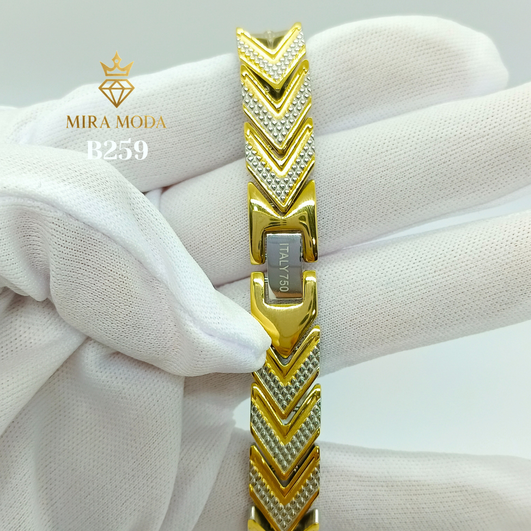 B259 Two Color Therapy Magnetic Italy Gold Plated Bracelet | MIRA MODA