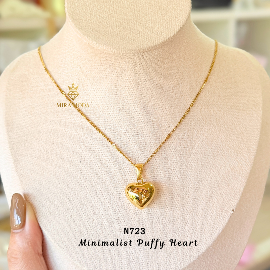 N723-Puffy Heart Necklace Minimalist Dainty Gift for Men & Women| MIRA MODA