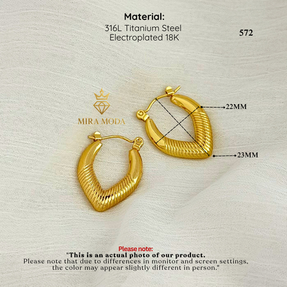 572-Gold Vintage-Style Hoop Earrings  | MIRA MODA
