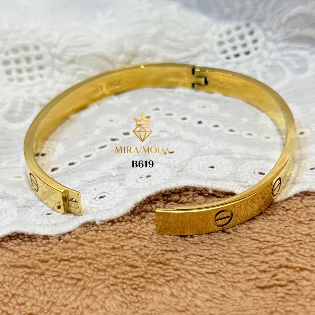 B619 Trendy Clip Love Bangle 6mm | MIRA MODA