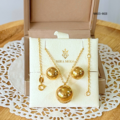 S023-Gold Plated Trendy Bubble Necklace 15mm for Men & Women Everyday Wear | MIRA MODA
