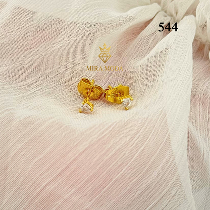 544-Gold Plated Heart Shape 5A Zircon Stud Earrings for Men Women Tarnish Resistant | MIRA MODA
