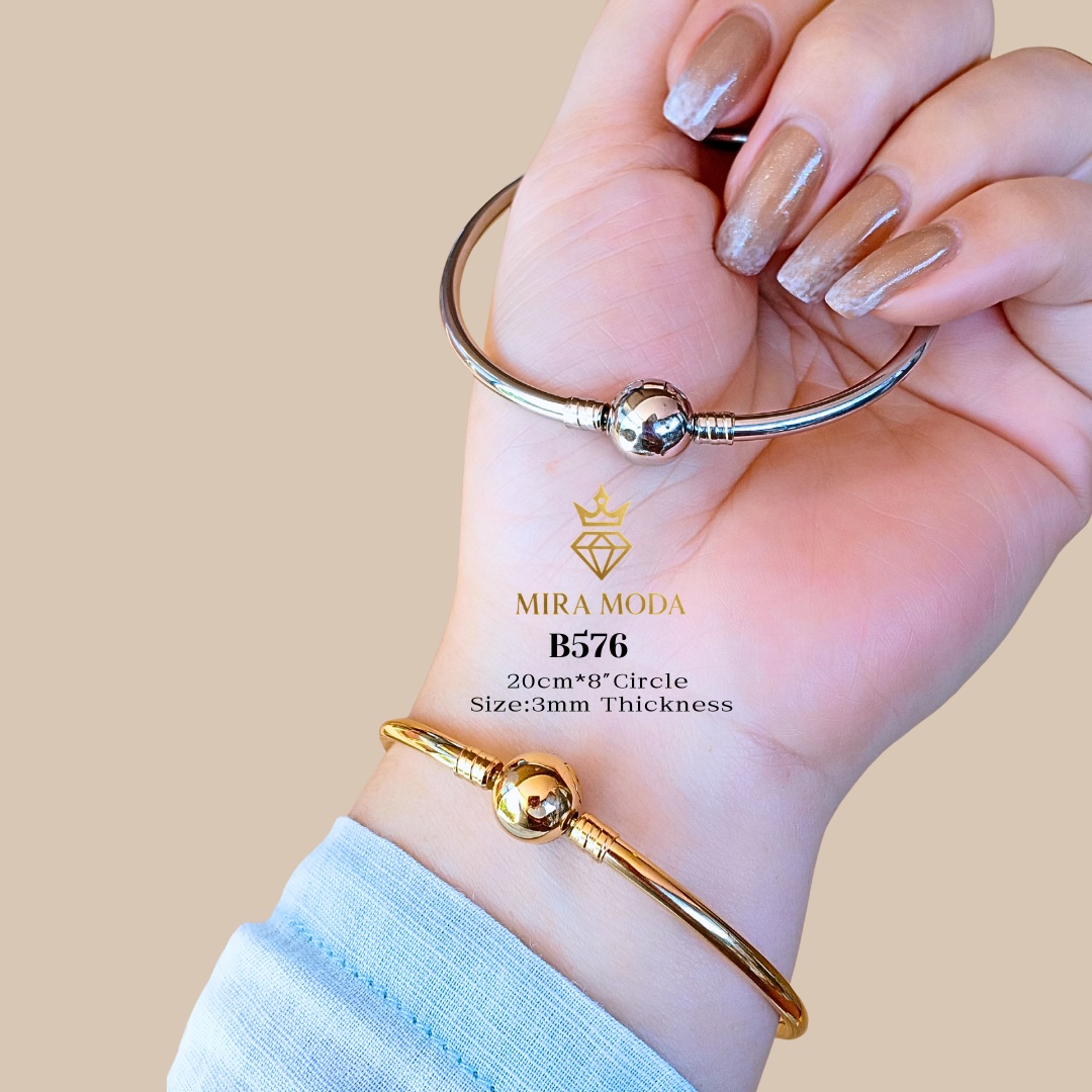 B576 Premium Gold Overlay Enchanted Circle Ball Bangle 20cm | MIRA MODA