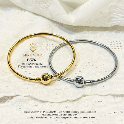 B576 Premium Gold Overlay Enchanted Circle Ball Bangle 20cm | MIRA MODA