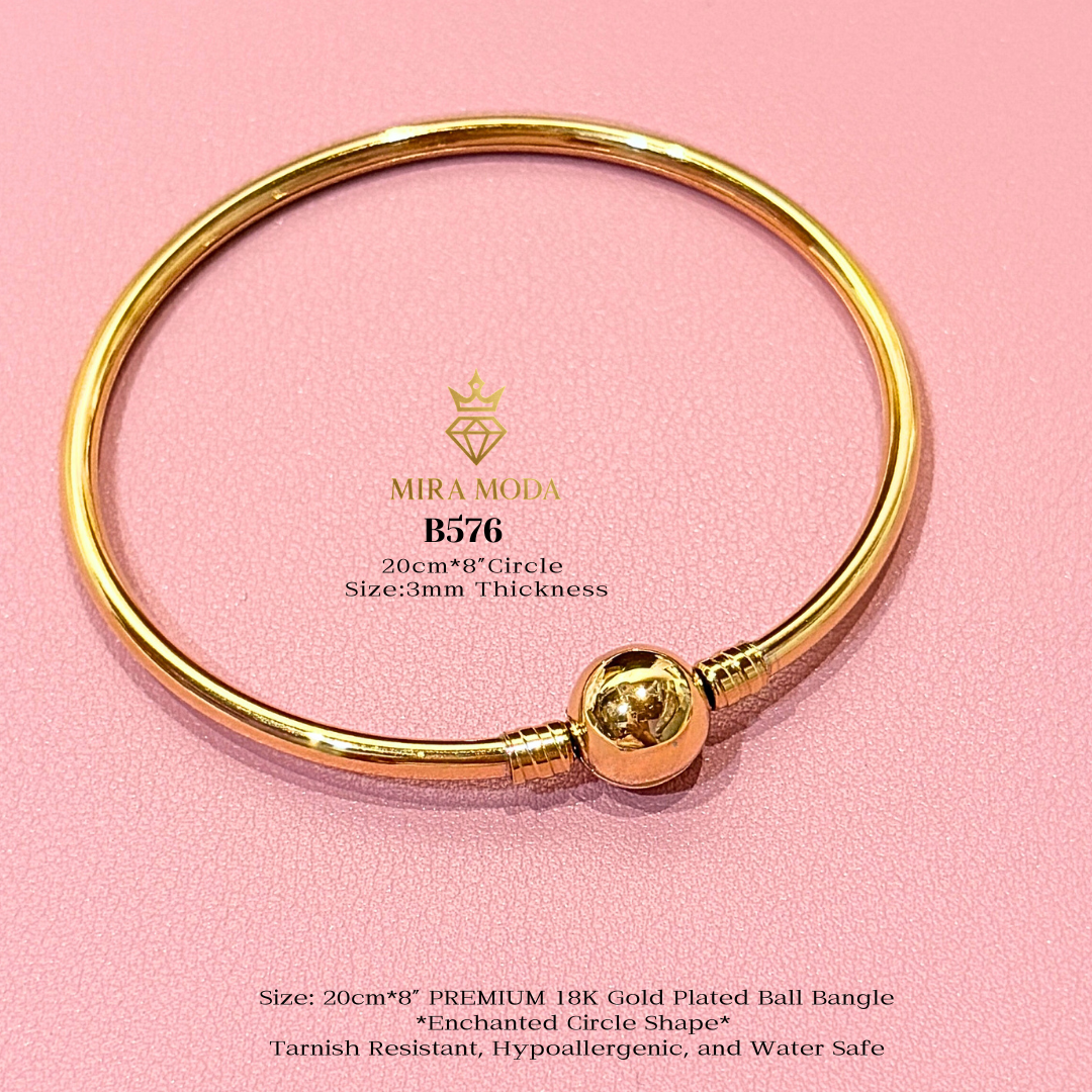 B576 Premium Gold Overlay Enchanted Circle Ball Bangle 20cm | MIRA MODA