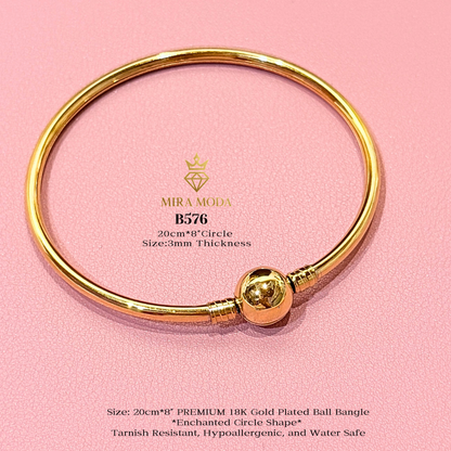B576 Premium Gold Overlay Enchanted Circle Ball Bangle 20cm | MIRA MODA
